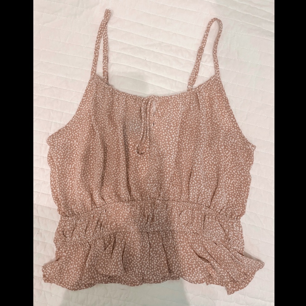 NWT Fab’rik Spotted Peplum Top